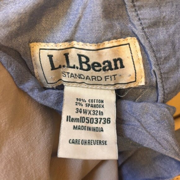 VNTG L.L. Bean Khakis Chino Pants Men 34 X 32 Standard Fit Tan - Picture 3 of 3